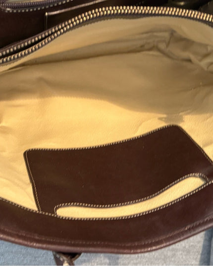 5/A Baker Blanket Co Plaid Tote Bag with Brown Accents Leather Canvas
