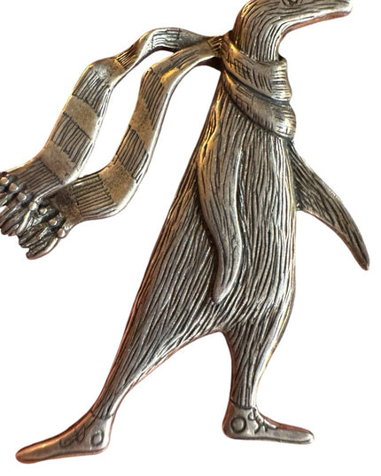 Vintage sterling silver 925 Edward Gorey Penguin Brooch w Scarf Doubtful guest