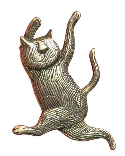 Vintage DANCING KITTY CAT Pin/Brooch Edward Gorey Sterling Silver Gorgeous