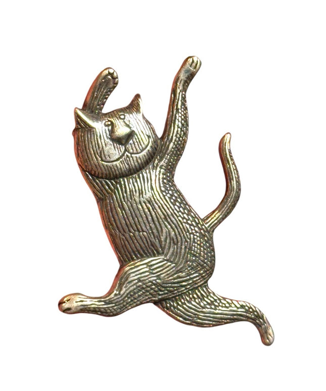 Vintage DANCING KITTY CAT Pin/Brooch Edward Gorey Sterling Silver Gorgeous