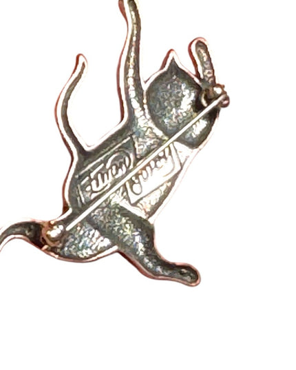 Vintage DANCING KITTY CAT Pin/Brooch Edward Gorey Sterling Silver Gorgeous