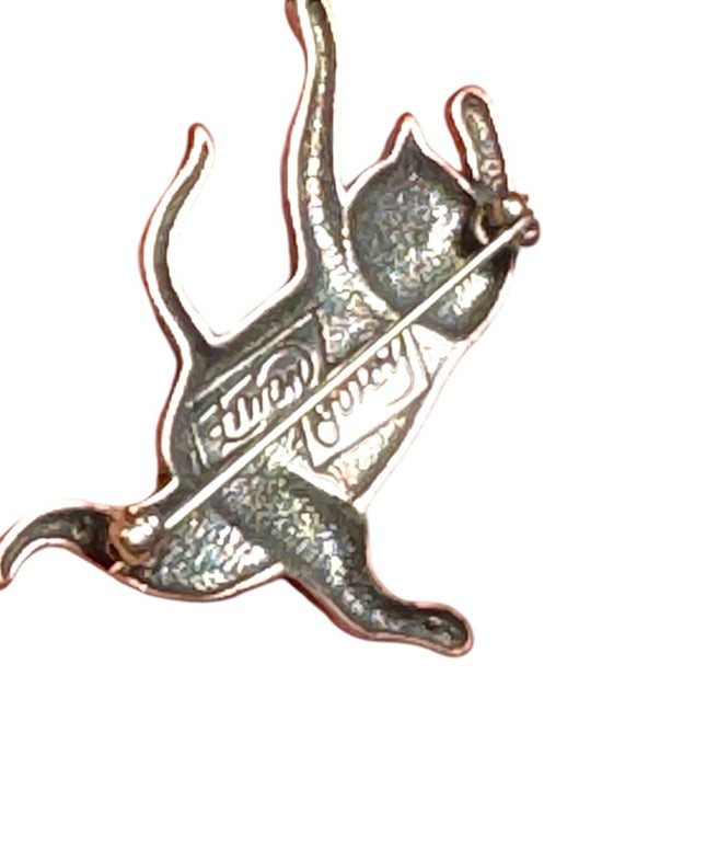 Vintage DANCING KITTY CAT Pin/Brooch Edward Gorey Sterling Silver Gorgeous