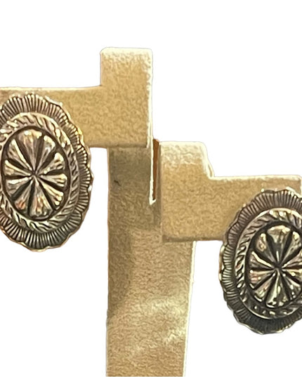 Vintage Sterling Silver 925 Concho style pierced earrings Native Southwestern
