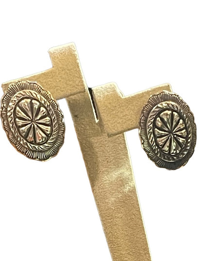 Vintage Sterling Silver 925 Concho style pierced earrings Native Southwestern