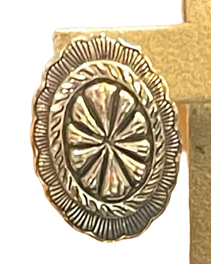 Vintage Sterling Silver 925 Concho style pierced earrings Native Southwestern