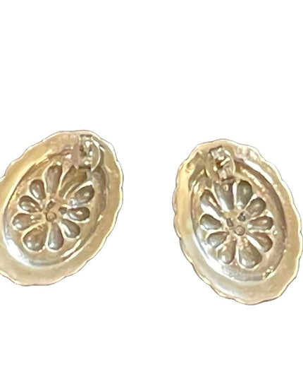 Vintage Sterling Silver 925 Concho style pierced earrings Native Southwestern