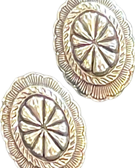 Vintage Sterling Silver 925 Concho style pierced earrings Native Southwestern