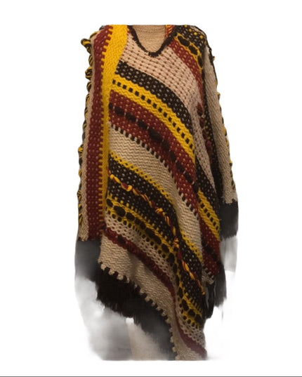 Vintage MEXICAN Super OSFA Hippie BOHO poncho hoodie 1970S Handmade