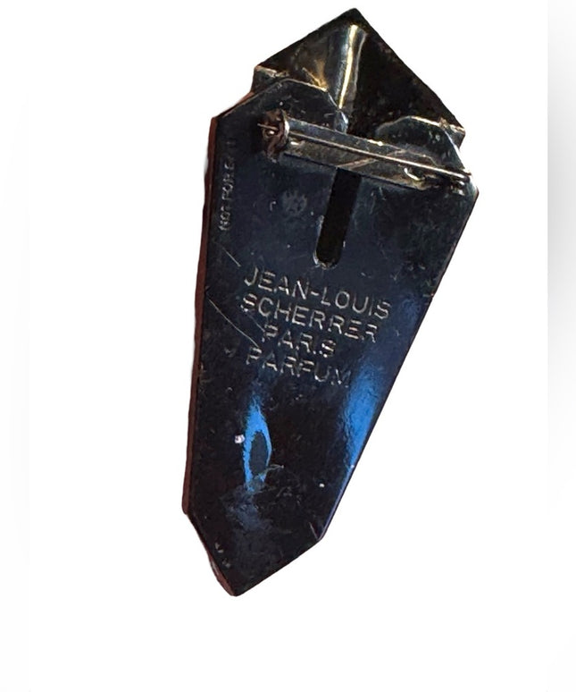 Jean Louis Scherrer Broche Paris Parfum Porte Fleur art deco plastique noir