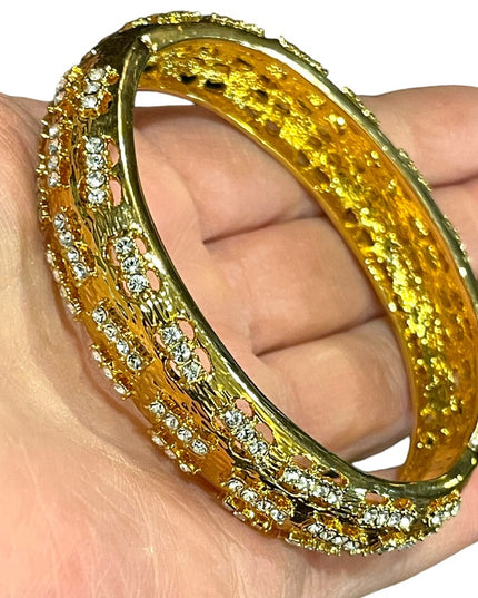 1980s Camrose & Kross gold plated crystal fancy bangle bracelet JBK Jackie K