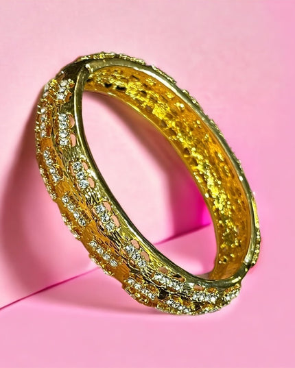 1980s Camrose & Kross gold plated crystal fancy bangle bracelet JBK Jackie K