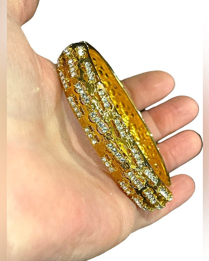 1980s Camrose & Kross gold plated crystal fancy bangle bracelet JBK Jackie K