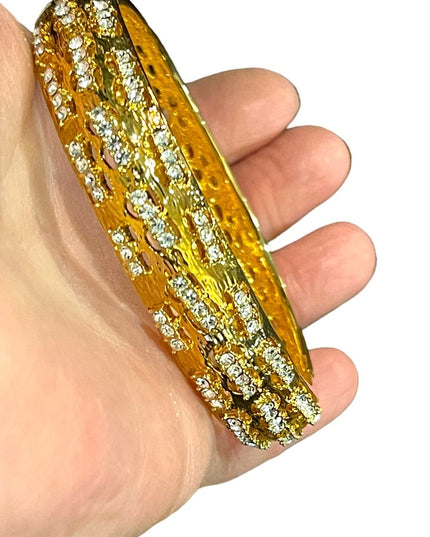 1980s Camrose & Kross gold plated crystal fancy bangle bracelet JBK Jackie K