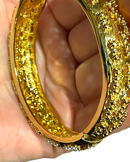 1980s Camrose & Kross gold plated crystal fancy bangle bracelet JBK Jackie K
