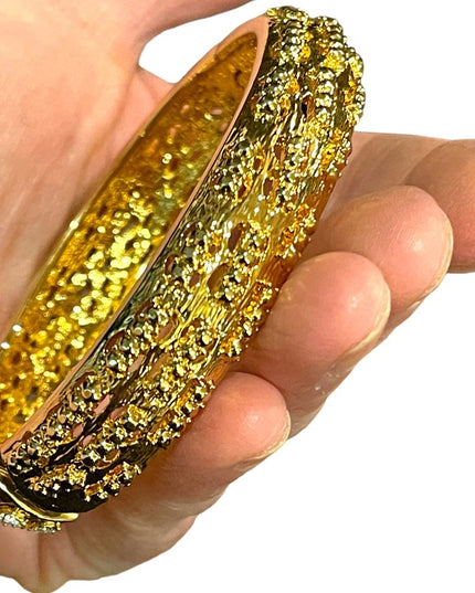 1980s Camrose & Kross gold plated crystal fancy bangle bracelet JBK Jackie K