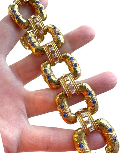 - JBK Camrose And Kross Blue Rhinestone Gold Tone Bracelet