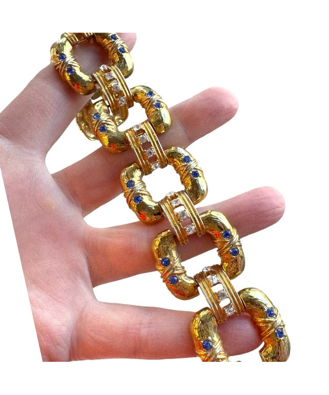 - JBK Camrose And Kross Blue Rhinestone Gold Tone Bracelet