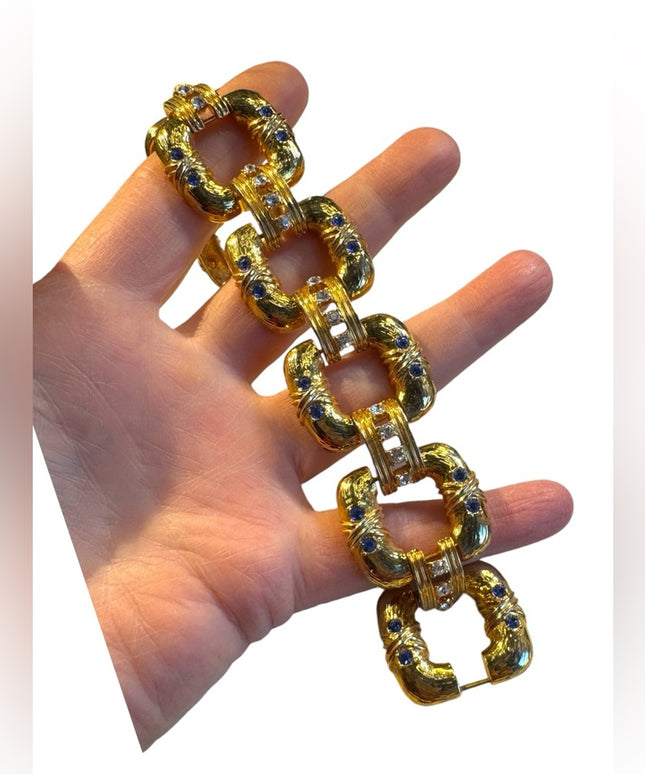- JBK Camrose And Kross Blue Rhinestone Gold Tone Bracelet