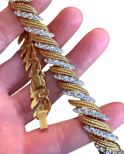 Elegant Vintage JBK Camrose & Kross  Gold and Silver CZ crystal Twist Bracelet