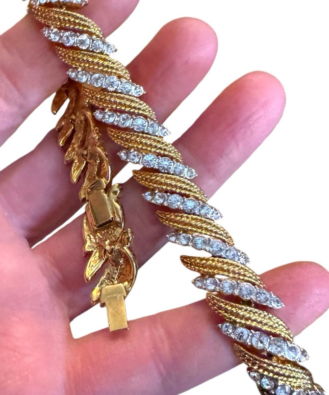 Elegant Vintage JBK Camrose & Kross  Gold and Silver CZ crystal Twist Bracelet