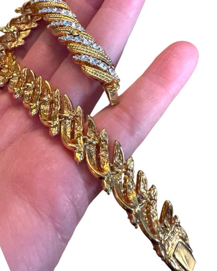 Elegant Vintage JBK Camrose & Kross  Gold and Silver CZ crystal Twist Bracelet