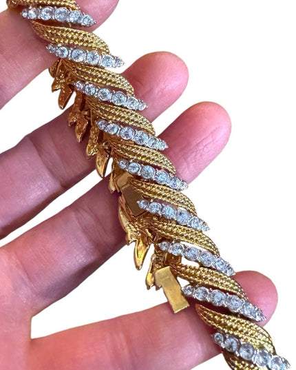 Elegant Vintage JBK Camrose & Kross  Gold and Silver CZ crystal Twist Bracelet
