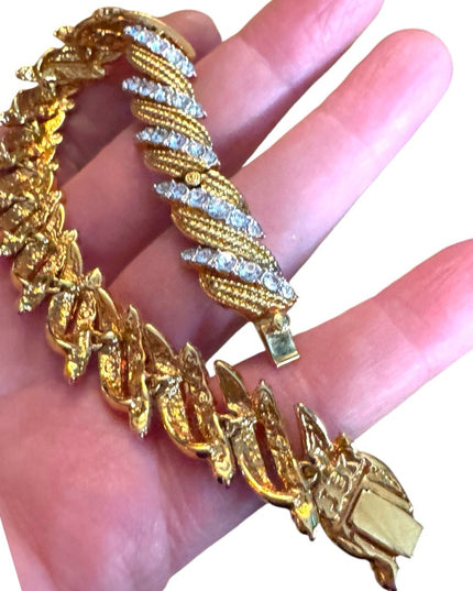 Elegant Vintage JBK Camrose & Kross  Gold and Silver CZ crystal Twist Bracelet