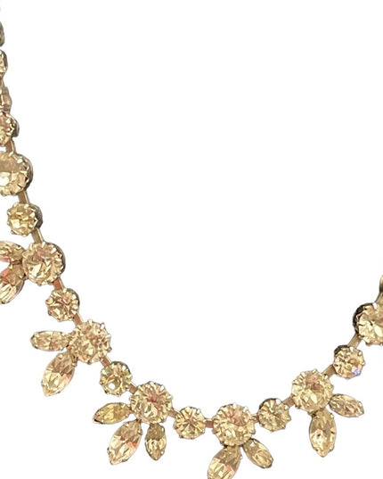 Vintage SHERMAN 1950s Silver rhinestone fancy crystal necklace CLEAR CRYSTAL