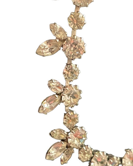 Vintage SHERMAN 1950s Silver rhinestone fancy crystal necklace CLEAR CRYSTAL