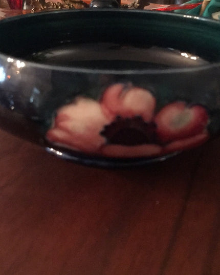 Vintage MCM Moorcroft Flower Lidded bowl ceramic England