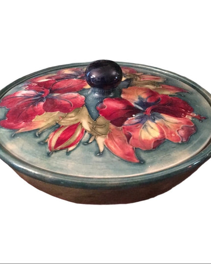 - Vintage MCM Moorcroft Lidded bowl Flowers ceramic UK