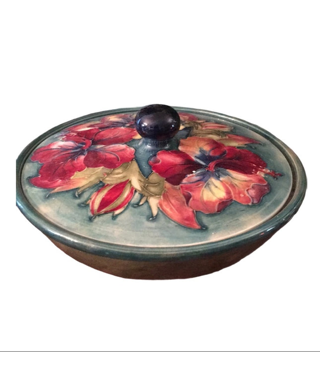 - Vintage MCM Moorcroft Lidded bowl Flowers ceramic UK