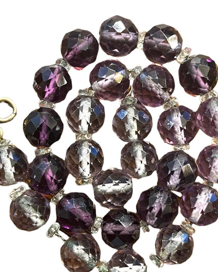 Large vintage 12mm Chunky faceted CZECH purple crystal bead necklace