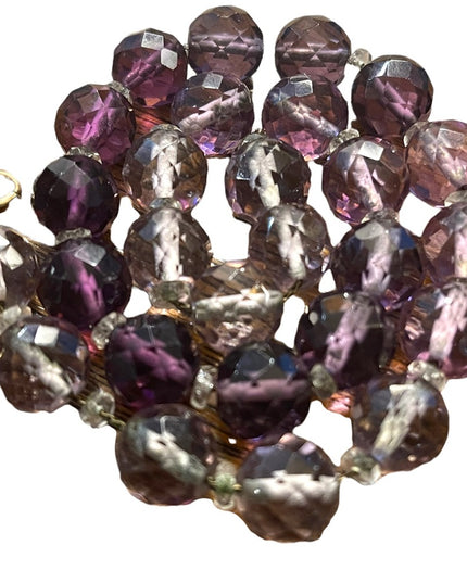 Large vintage 12mm Chunky faceted CZECH purple crystal bead necklace