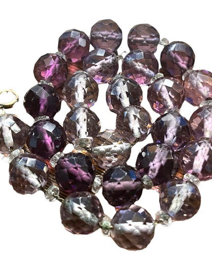 Large vintage 12mm Chunky faceted CZECH purple crystal bead necklace