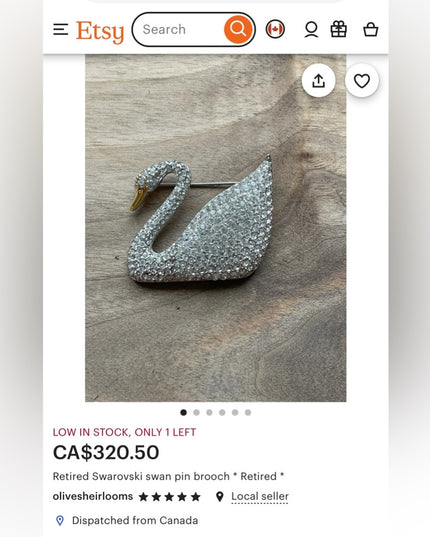 Swarovski (swan) Authentic Large crystal pave brooch Anniversary