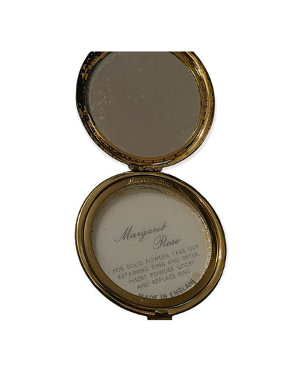Vintage Margaret Rose flower needlepoint cross stitch compact mirror