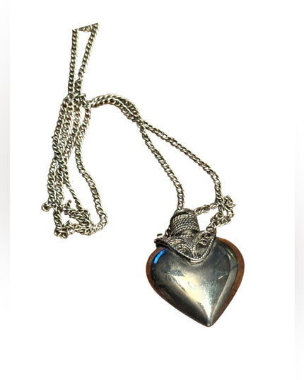 Silver Vintage Heart Pendant Perfume bottle Necklace