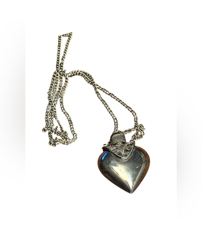 Silver Vintage Heart Pendant Perfume bottle Necklace