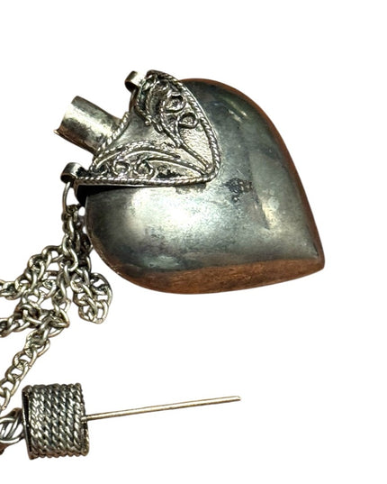 Silver Vintage Heart Pendant Perfume bottle Necklace