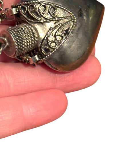 Silver Vintage Heart Pendant Perfume bottle Necklace