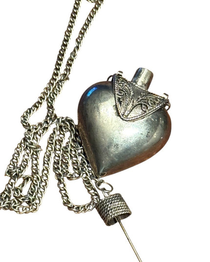 Silver Vintage Heart Pendant Perfume bottle Necklace