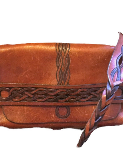VTG Tan Leather distressed shoulder bag