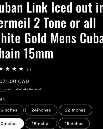 Dazzling Two-Tone Mens Necklace Cuban Link Iced Out