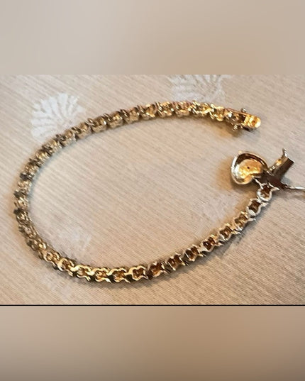 Lovely Gold Plt Sterling Silver 925 Tennis Bracelet Heart