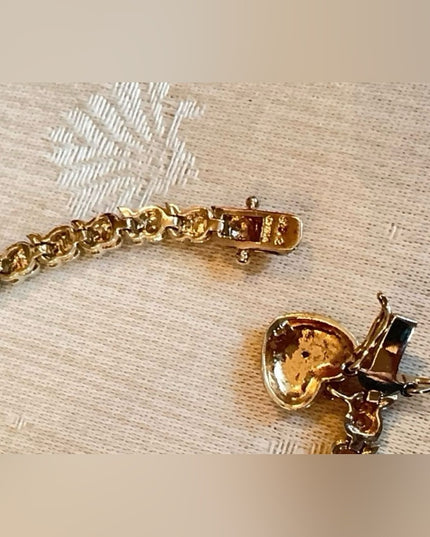 Lovely Gold Plt Sterling Silver 925 Tennis Bracelet Heart