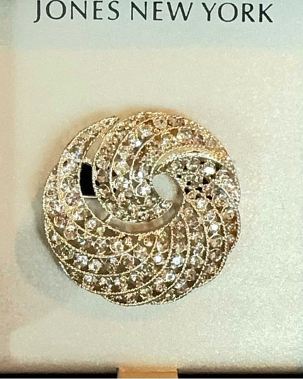 Jones New York Gold-Tone Swirl Brooch
NIB   Rhinestone Brooch