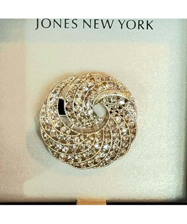 Jones New York Gold-Tone Swirl Brooch
NIB   Rhinestone Brooch