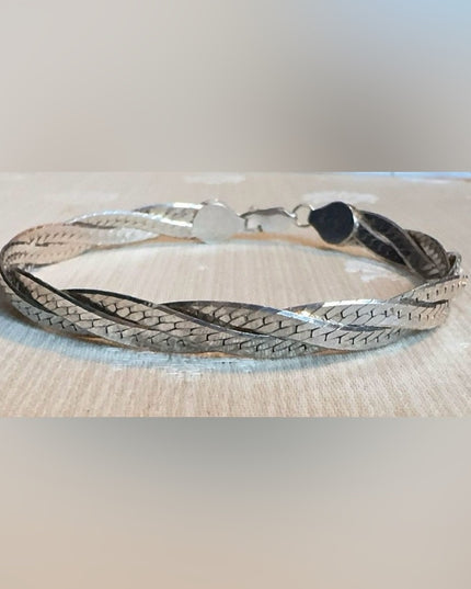 Sterling Silver 925 Braided Bracelet, 7 Inches