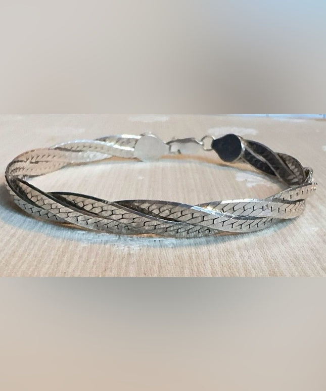 Sterling Silver 925 Braided Bracelet, 7 Inches